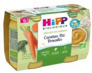 Délices du Jardin Petits Carottes Riz Brocolis dès 6 Mois Bio 2 Pots - Carton 2 pots de 190 g