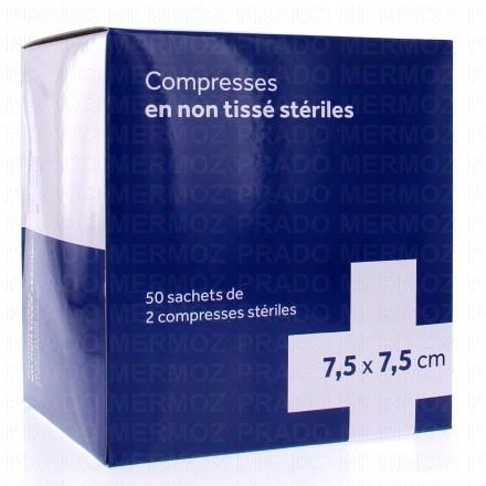 Compresse - non tissée stérile taille 7,5x7,5cm boite de 50x2