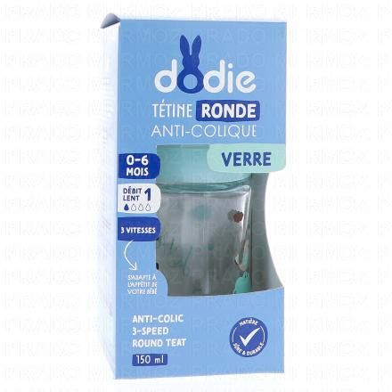 Biberon Anti-colique avec tétine ronde 3 vitesses verre 150ml
