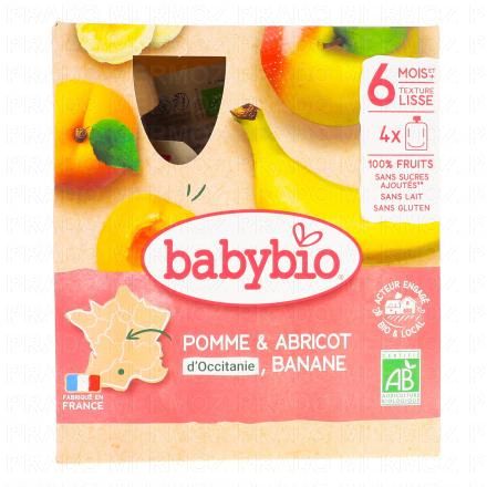 Fruits - Gourde pommes, abricots, banane dès 6 mois 4x90g