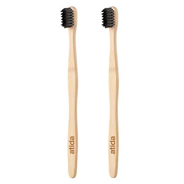 Bucco-Dentaire Brosse à Dent Bambou Adulte Medium Noir lot de 2