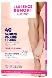 40 Bandes de Cire Froide Jambes & Corps - Boîte 40 bandes + 4 lingettes à l'huile d'amande douce + 1 notice
