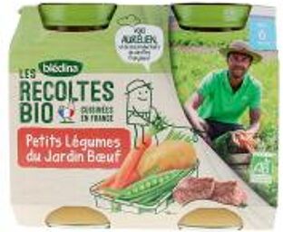 Les Récoltes Bio Petits Légumes du Jardin Bœuf dès 6 Mois 2 POTS - Carton 2 pots de 200 g