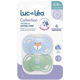 LUC ET LEA Duo de sucettes anatomiques extra-fines – Renard et Petit Cœur