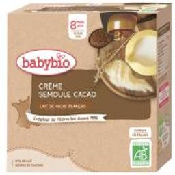 Crème Semoule au Lait de Vache Français - Cacao - Boîte 4 gourdes de 85 g