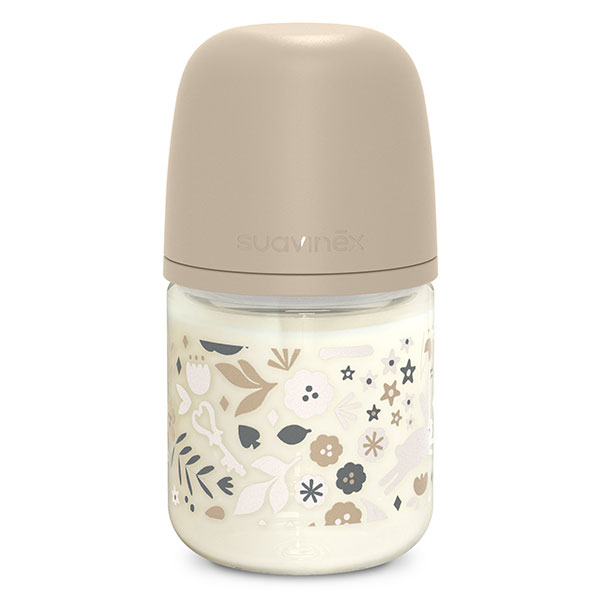 Suavinex, Wonderland, Biberon verre Tétine SXPro S - Wonderland Beige - 120ml