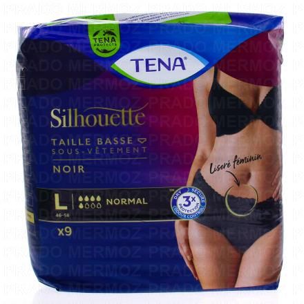 Silhouette Sous-vêtement fuites urinaire Normal noir - taille l (taille basse) x9 unités