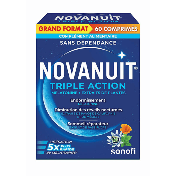 triple action Sommeil mélatonine – Réveils nocturnes - 60 comprimés