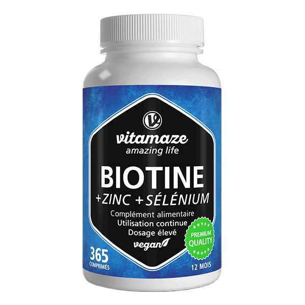 Biotine 10mg + Zinc + Sélénium 365 comprimés