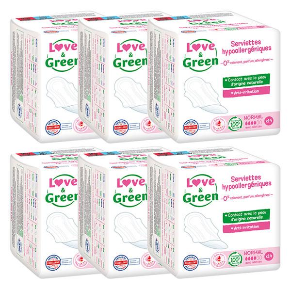 Serviettes Hypoallergéniques Normal 14 unités Lot de 6