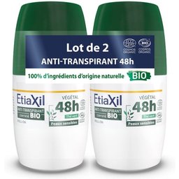 Bio Déodorant Anti-Transpirant Thé Vert 48h Roll-On 2x50ml