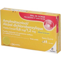 Amylmetacresol - Mal de gorge - Peu intense et sans fièvre - Miel Citron - 24 pastilles