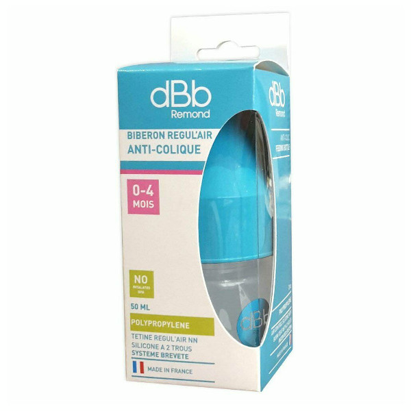 Biberon Regul'Air Anti-Colique 0-4mois Silicone Turquoise 50ml