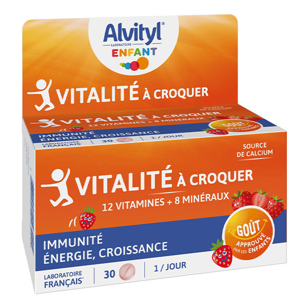 Vitalité 12 vitamines et 8 minéraux dès 4 ans 30 comprimés à croquer