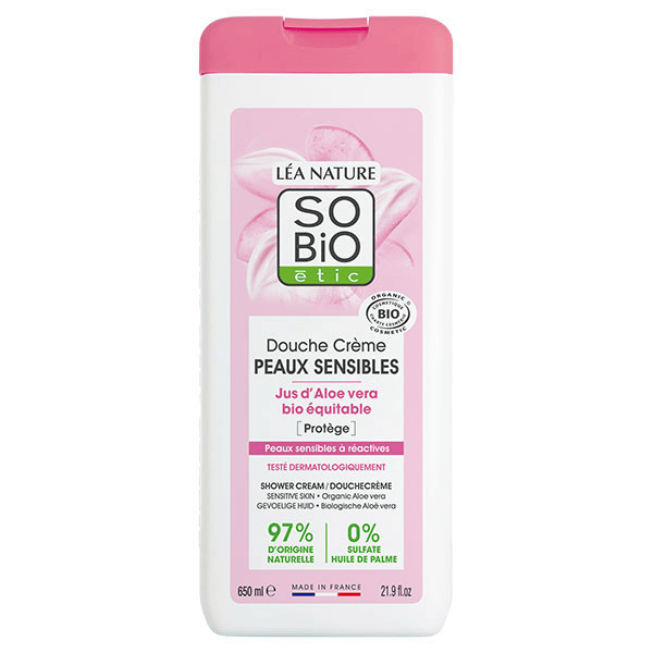 So'Bio Étic Douche Crème Peaux Sensibles Jus d'Aloe Vera Bio 650ml