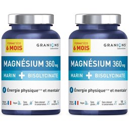 Granions Magnésium 360 mg marin + bisglycinate énergie & équilibre