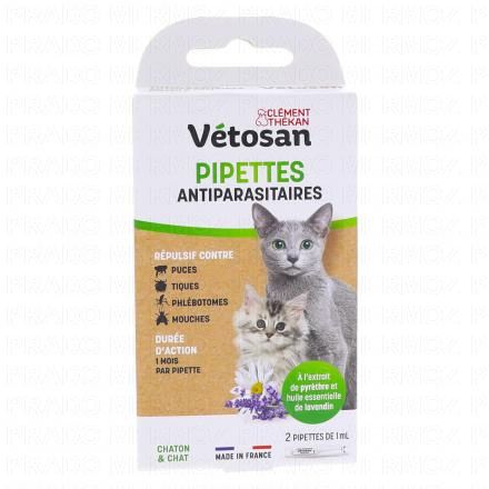 CLEMENT THEKAN Vétosan - Pipettes Répulsives chaton et chats x2