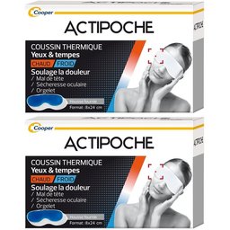 Actipoche - Coussin thermique - Thermothérapie - Mal de tête, sécheresse oculaire - Masque Yeux et tempes - Gel - 1 unité