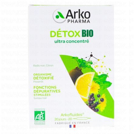 Arkofluides détox bio boite de 20 ampoules