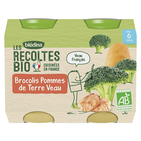 Les Récoltes Bio Brocolis Pommes de terre Veau Lot de 2 x 200g
