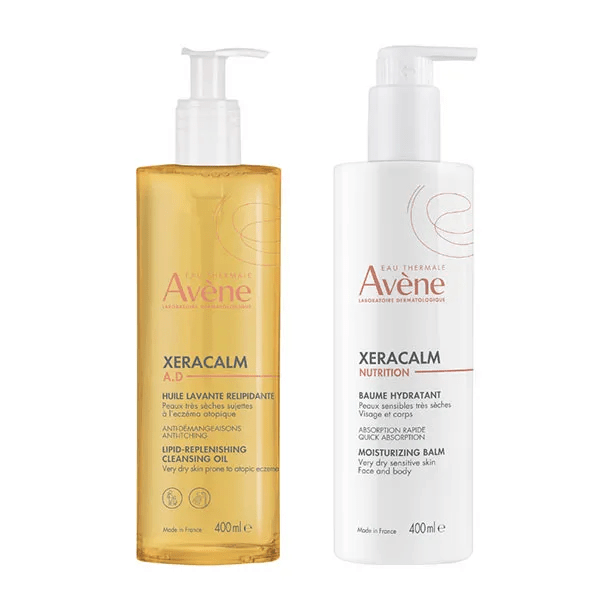 Routine Xeracalm Hygiène et Soin Peaux Sèches et Atopiques, Huile Lavante, Baume Hydratant
