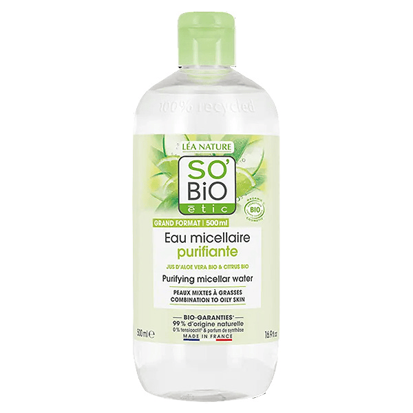 So'Bio Étic Hydra Aloe Vera Eau Micellaire Purifiante Jus d'Aloe Vera Bio 500ml