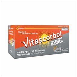 Vitascorbol - Complément alimentaire Multivitamines – Multi Adulte – Libération prolongée - Fatigue et système immunitaire - Programme 30 jours - 30 comprimés à avaler