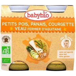Petits Pots Menu Petits Pois Panais Courgette & Veau Bio dès 6 Mois 2x200g