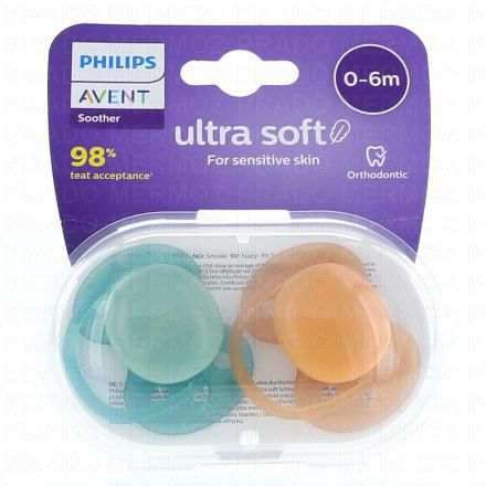 Ultra Soft - Sucettes 0-6 mois turquoise / orange