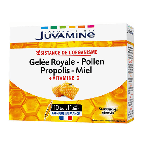 Gelée royale, pollen, propolis, miel, vitamine c, 10 ampoules x 10 ml
