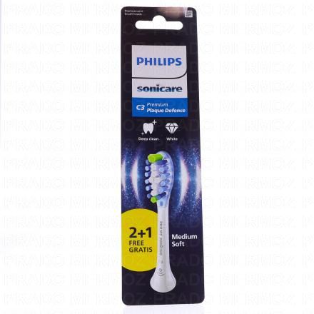 Sonicare - Tête de brosse C3 Premium Plaque Defence 2+1 offert blanc