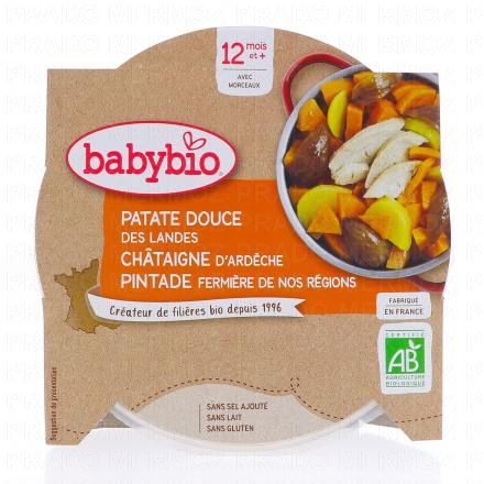Repas du Midi - Plat patate douce châtaigne d'Ardèche, pintade fermière du Poitou 230g dès 12 mois
