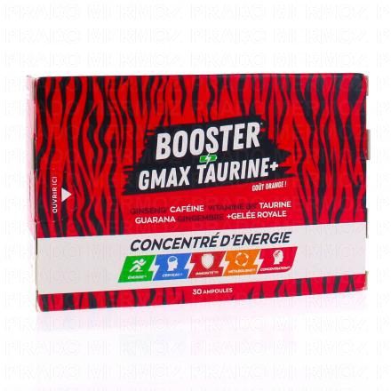 Booster Gmax taurine concentré d'énergie une boîte de 30 ampoules
