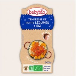 Bols Bonne Nuit Tendresse de Petits Légumes Riz Bio dès 12 mois 2 x 200g
