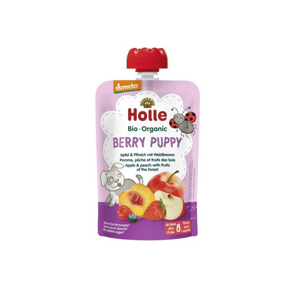 Gourde Pouchy Pomme Pêche Fruits des Bois Bio +8m 100g