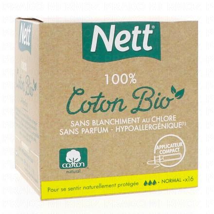 Tampons écologiques 100% coton bio avec applicateur normal x16