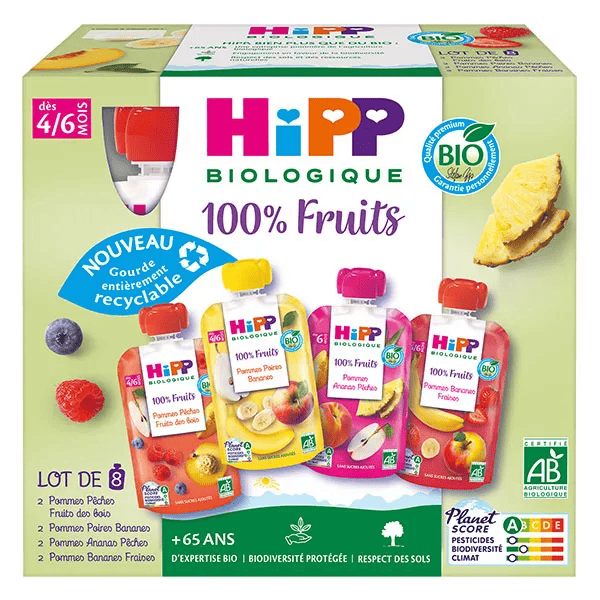 Gourdes Multipack 4 variétés dès 4/6 mois 8x90g