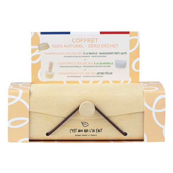 Coffret Solide Zéro Déchet Shampoing Propolis - Dentifrice Chlorophylle - Déodorant