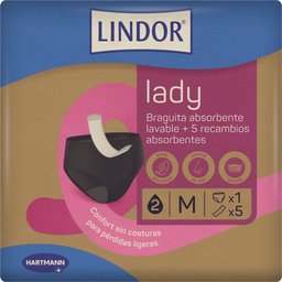 Lady Ropa Interior Lavable Menstruación y Incontinencia Talla M + 5 recambios