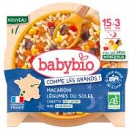 Bonne Nuit Macaroni Légumes du Soleil Maïs Carotte de 15 Mois à 3 Ans Bio 200 g - Carton 1 assiette de 200 g
