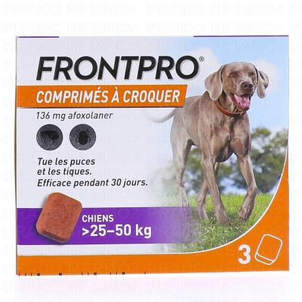 Frontpro - Comprimés Antiparasitaire chiens 25-50 Kg x3 comprimés