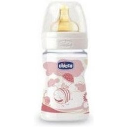 bouteille en verre tétine large tétine normale large caoutchouc +0M rose 150ml 1 pièce
