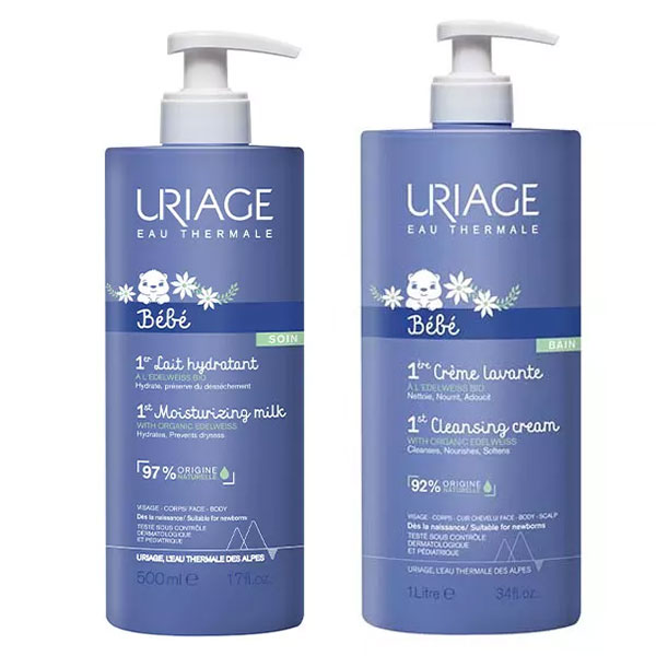 Bébé 1ère Crème Lavante Visage Corps 1L + Bébé 1er Lait Hydratant Visage Corps 500ml