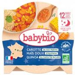 Bonne Nuit Fondue de Carotte Quinoa Maïs Doux 12 Mois et + Bio 230 g - Carton 1 assiette de 230 g
