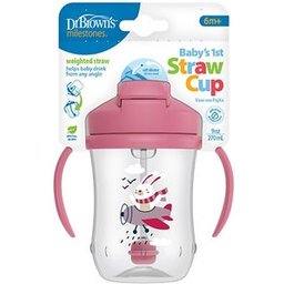 Dr Brown’s Mon Premier Gobelet avec Paille Lapin Rose +6 mois 270ml