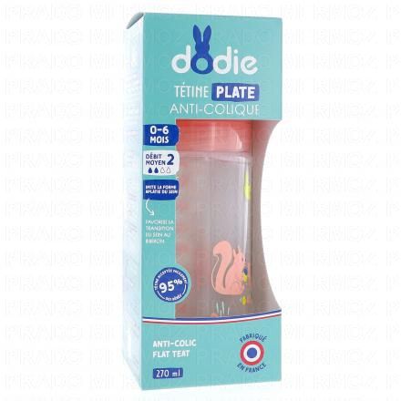 Biberon anti-colique tétine plate rose 270ml