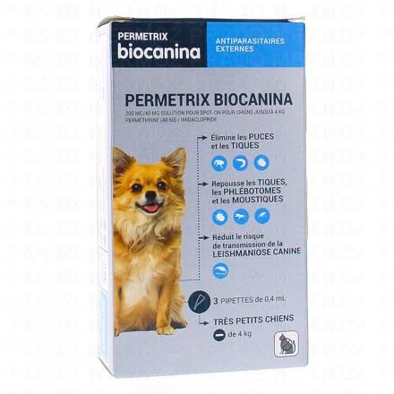 Antiparasitaire externe - Permetrix très petits chiens x3 pipettes de 0.4ml
