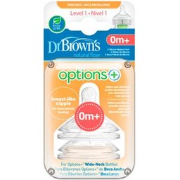 Tétine en silicone du Dr Brown à bouche large +0m 2uds