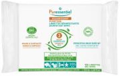 Lingettes Désinfectantes Mains & Surfaces Aux 3 HE - 32 Lingettes - Paquet 32 lingettes