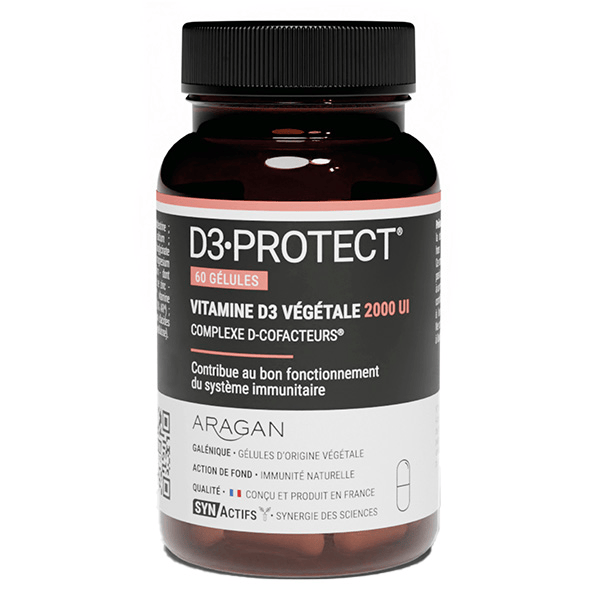 Aragan - - D3 Protect - Immunité - Vitamine D3, Magnésium - 60 gélules